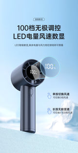 Ventilador de Mano de Alta Velocidad – Pantalla Digital y Potencia Máxima