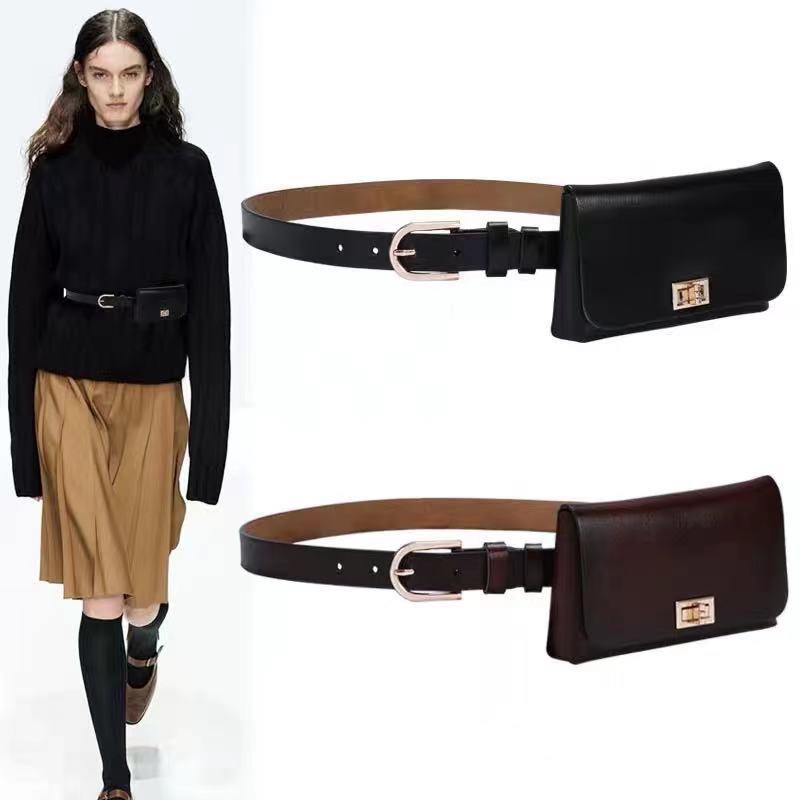 Cinturón de Piel con Bolsa para Mujer