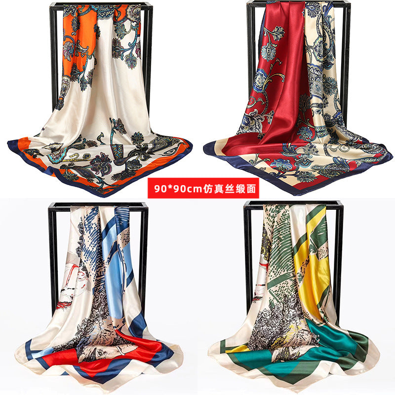 Pañuelo Tipo Seda Foulard 90×90 cm para Mujer