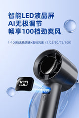 Ventilador de Mano de Alta Velocidad – Pantalla Digital y Potencia Máxima