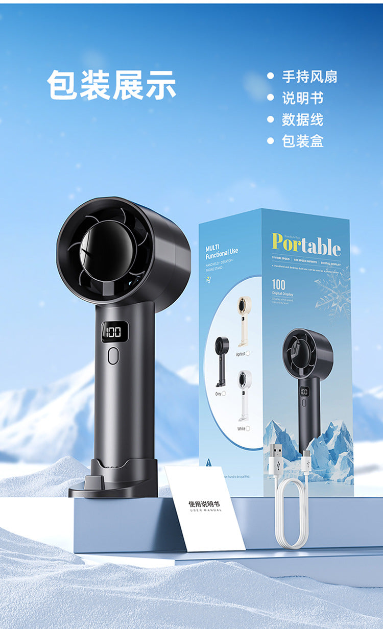 Ventilador de Mano de Alta Velocidad – Pantalla Digital y Potencia Máxima