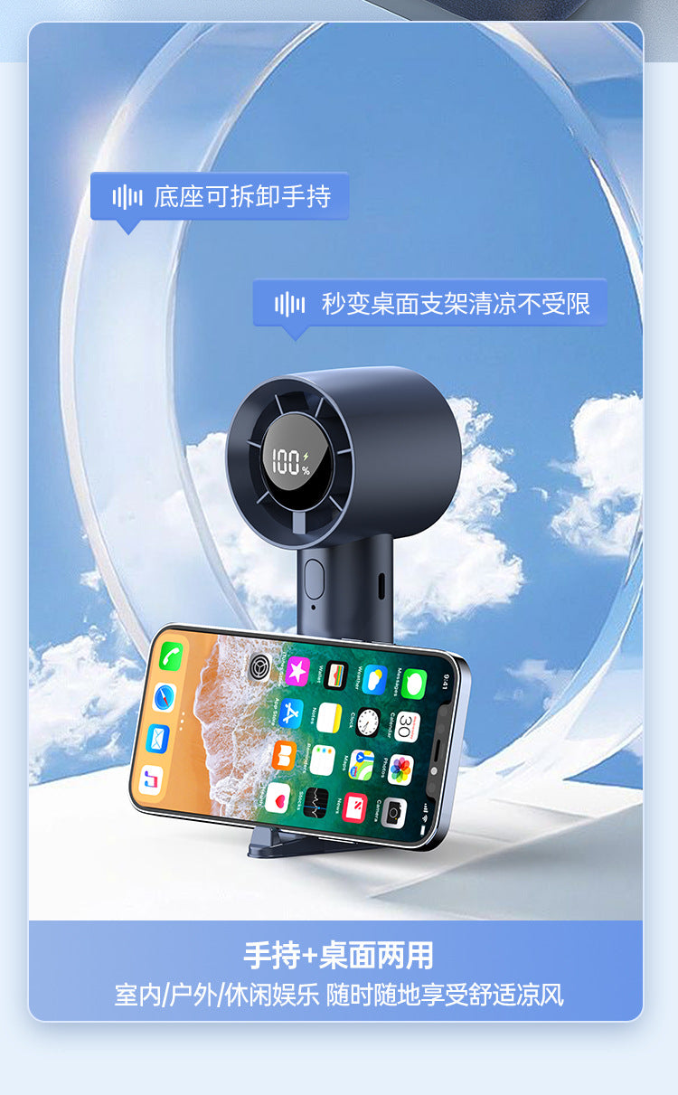 Ventilador de Mano de Alta Velocidad – Pantalla Digital y Potencia Máxima
