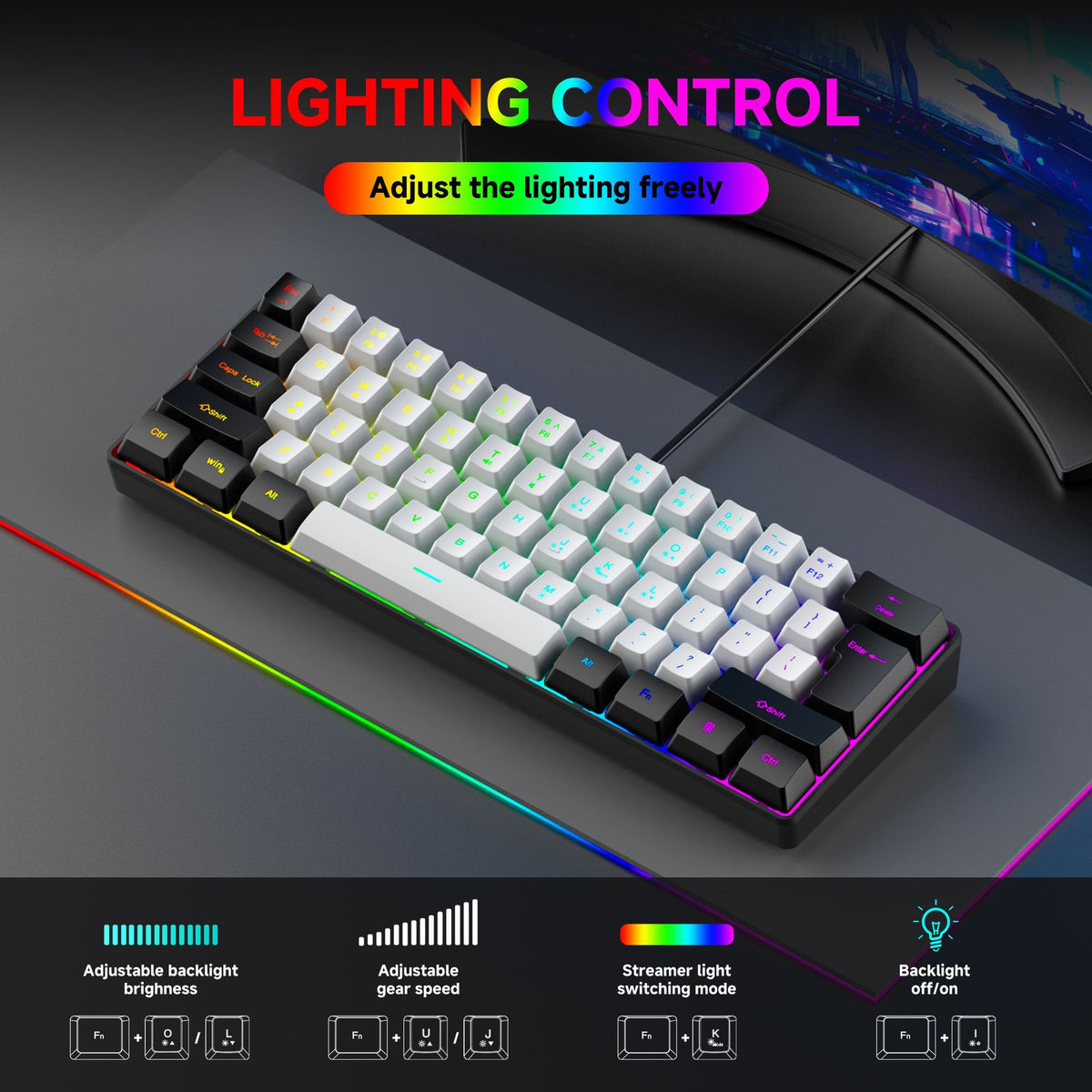 Combo Teclado y Mouse Gamer RGB 61 Teclas – Compacto y Preciso