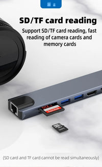 Hub USB-C 7 en 1 / 8 en 1 – HDMI 4K, Carga Rápida y Lector de Tarjetas