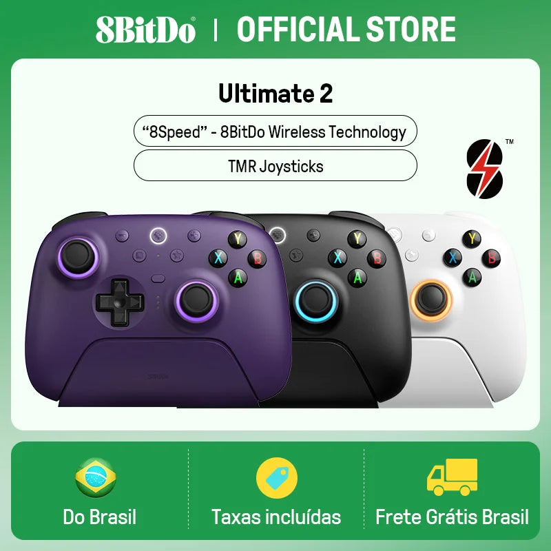 Control Inalámbrico 8BitDo Ultimate 2 – Joysticks TMR y Gatillos Magnéticos para PC y Android