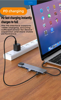Hub USB-C 7 en 1 / 8 en 1 – HDMI 4K, Carga Rápida y Lector de Tarjetas